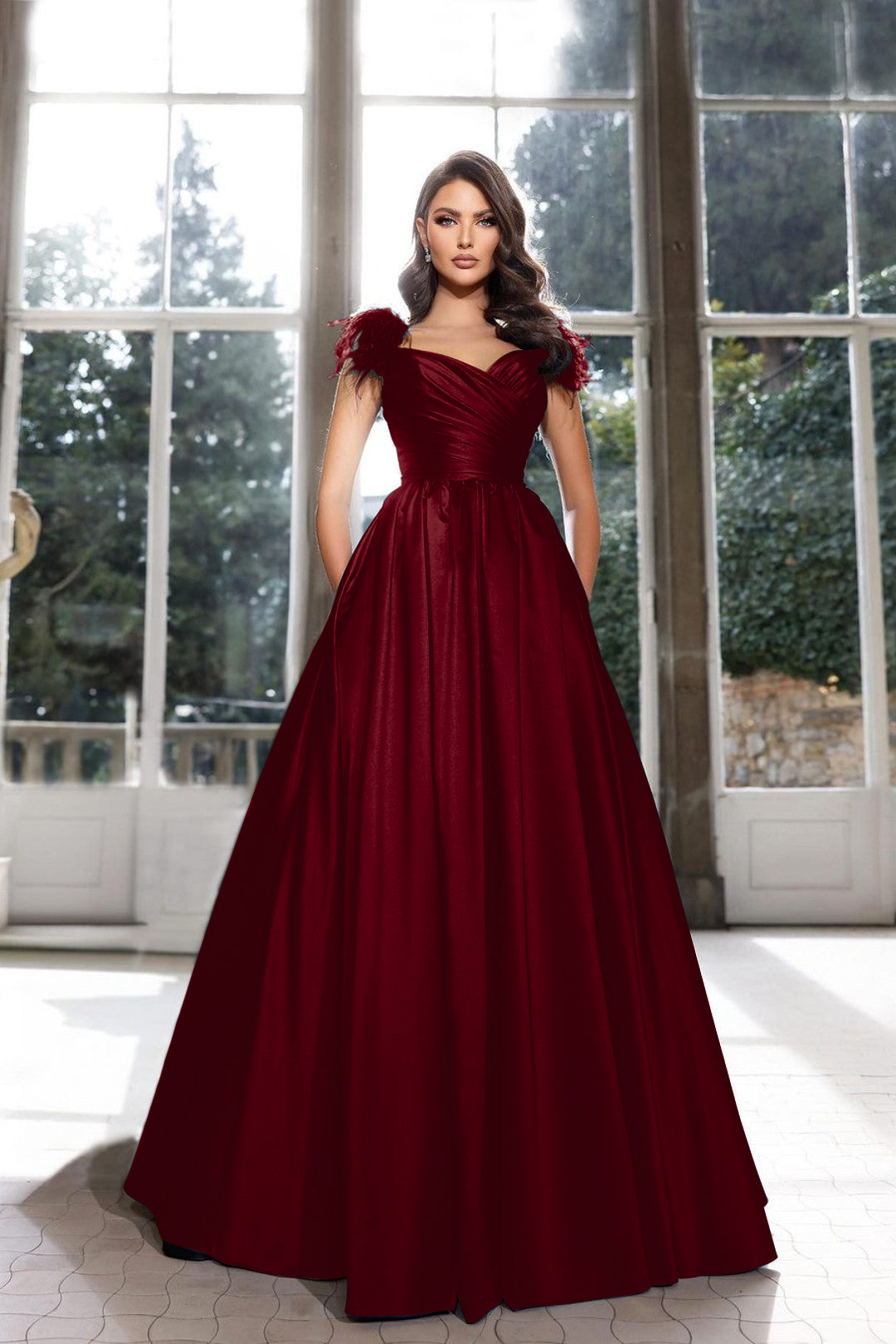 Tassel Sleeveless Straps A Line Long Prom Dress Pleated Dark Navy