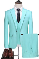 Three Pieces One Button Notched Lapel Men Prom Suits