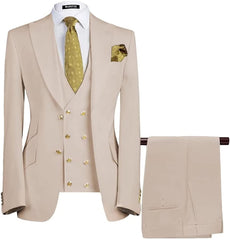 Three Pieces Peaked Lapel Prom Suits For Men