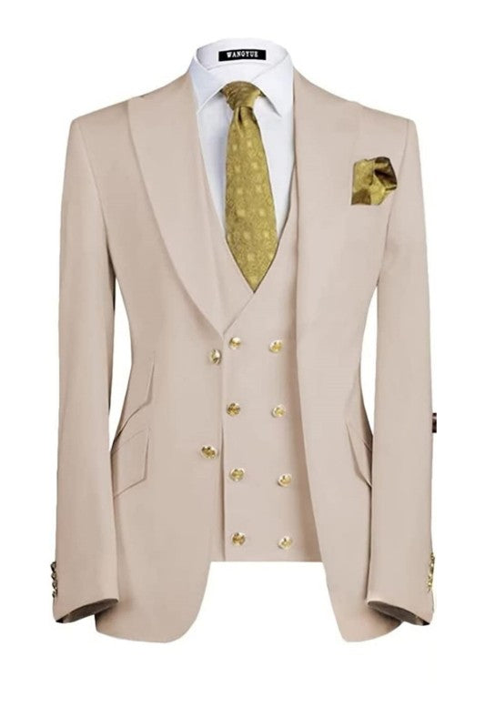 Three Pieces Peaked Lapel Prom Suits For Men
