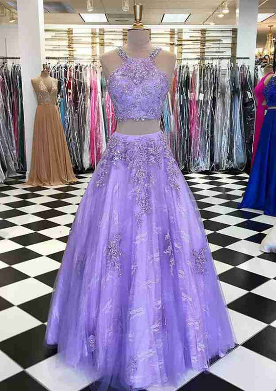 Tulle Prom Dress with Appliqued Beading: Ball Gown Scoop Neck Sleeveless Long/Floor-Length-27dress