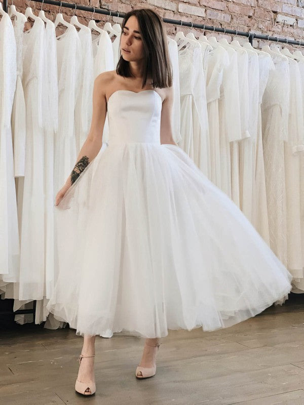 Ball Gown Silver Gray Tulle Sheer Neck Cupcake Tea Length Wedding Flower Girl Dress