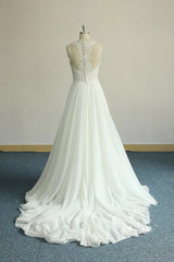 Unique White Jewel Sleeveless Wedding Dress Appliques Chiffon Bridal Gowns On Sale-27dress
