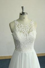 Unique White Jewel Sleeveless Wedding Dress Appliques Chiffon Bridal Gowns On Sale-27dress