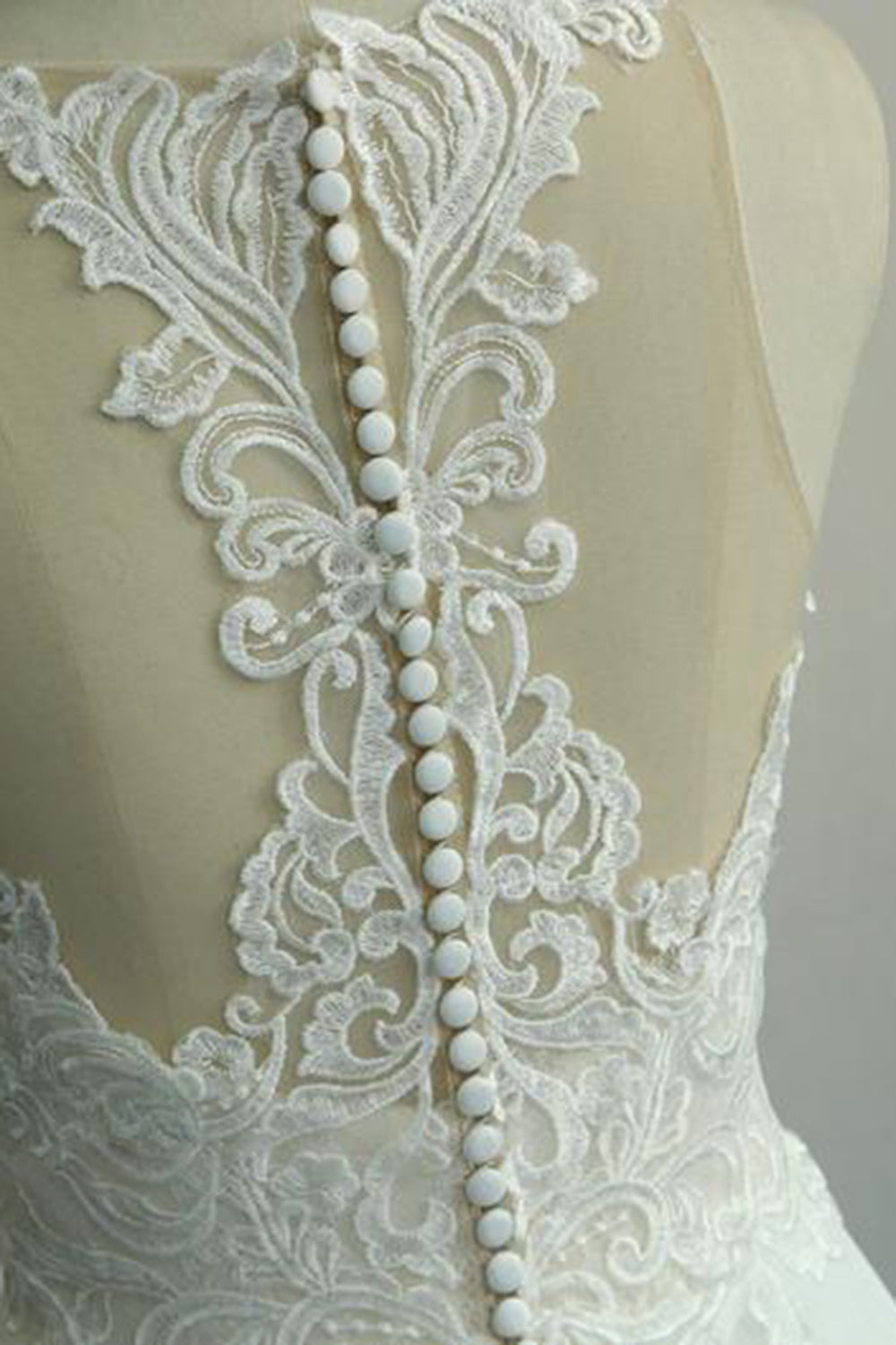 Unique White Jewel Sleeveless Wedding Dress Appliques Chiffon Bridal Gowns On Sale-27dress
