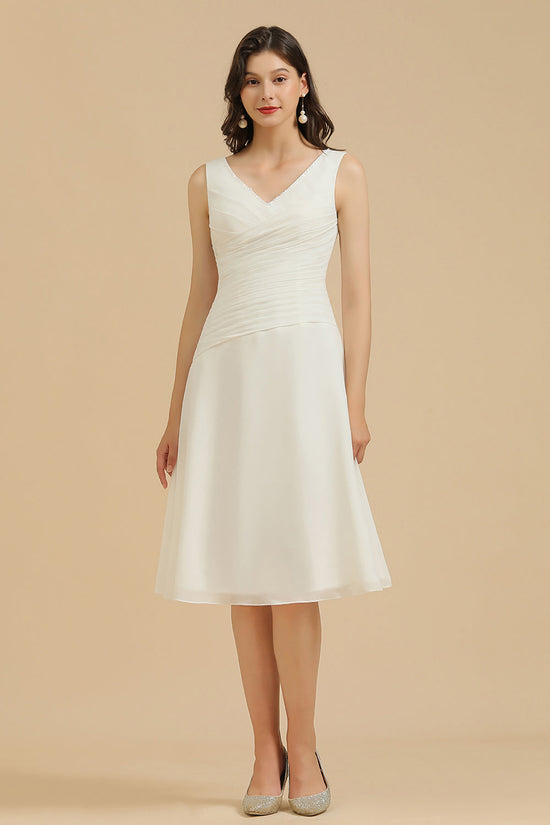 Load image into Gallery viewer, V-Neck Knee-length Chiffon Bridesmaid Dress online-27dress
