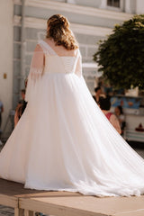 27DRESS V-neck Long Sleeves Plus Size Lace Wedding Dresses