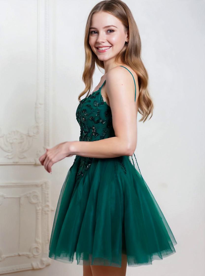 V-Neck Sleeveless A-Line Mini Prom Dress with Pleated-27dress