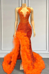 V-Neck Sleeveless Mermaid Long Prom Dress with Sequins and Split Side-27dress