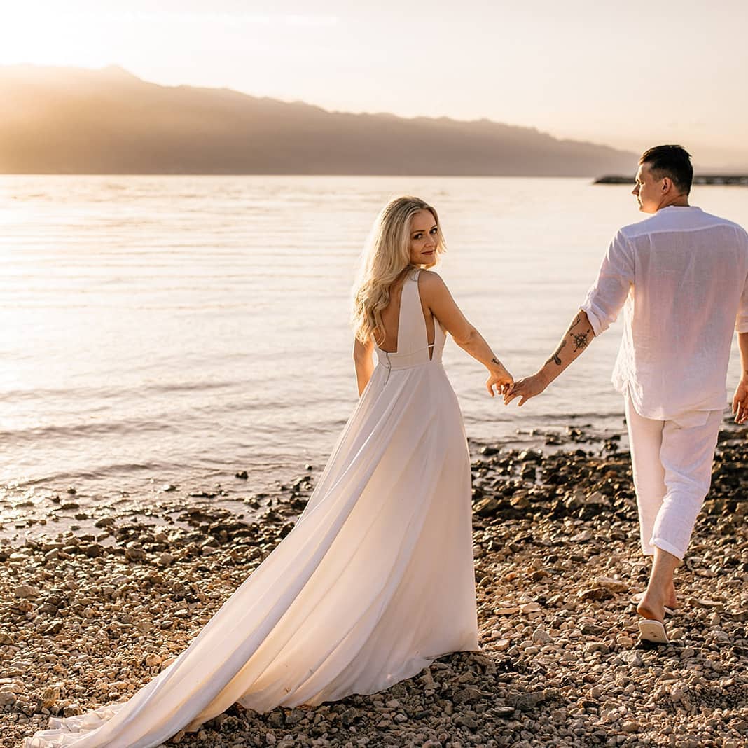 V-Neck Sleeveless Wedding Dress Beach Long-27dress
