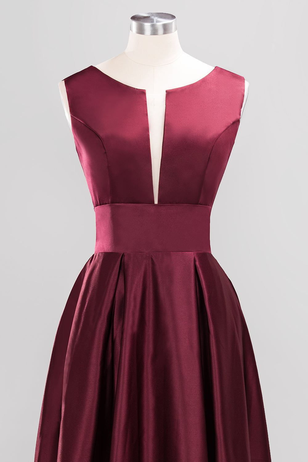 Vintage Deep-V-Neck Long Burgundy Bridesmaid Dress Online-27dress