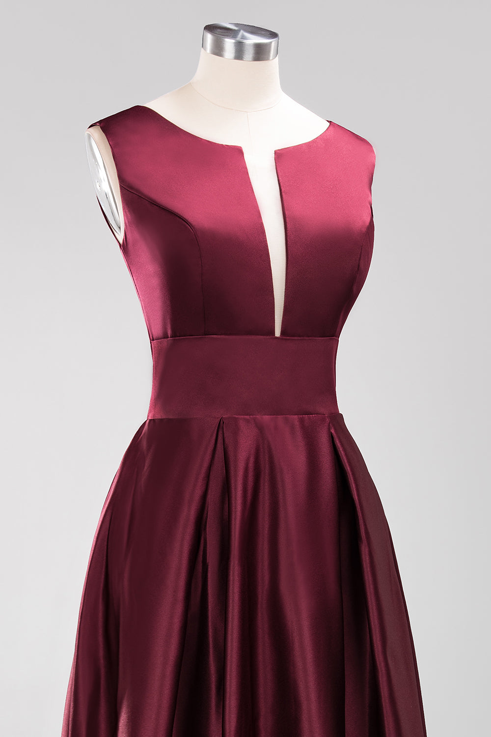 Vintage Deep-V-Neck Long Burgundy Bridesmaid Dress Online-27dress
