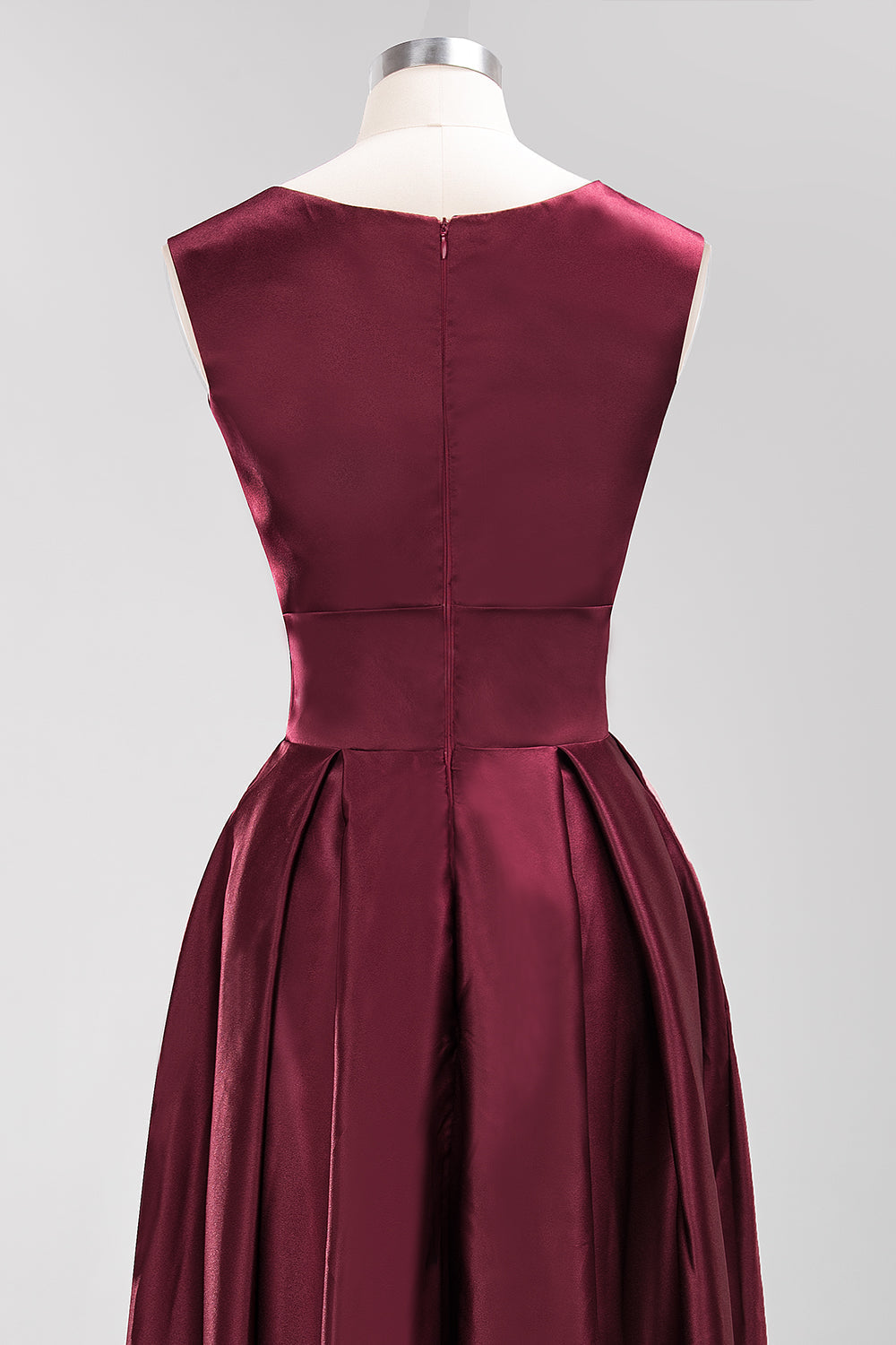 Vintage Deep-V-Neck Long Burgundy Bridesmaid Dress Online-27dress