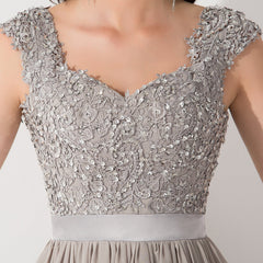 Vintage Silver Sleeveless Long Bridesmaid Dress With Appliques-27dress
