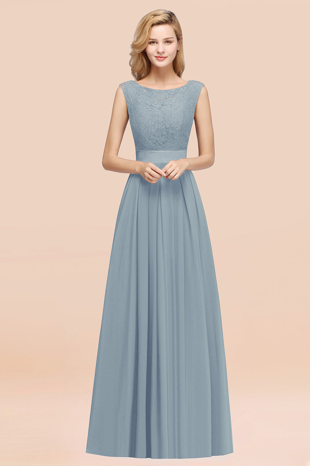 Load image into Gallery viewer, Vintage Sleeveless Lace Bridesmaid Dresses Affordable Chiffon Wedding Party Dress Online-27dress
