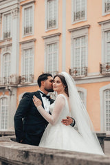 White Long Sleeves Wedding Dress Ball Gown On Sale-27dress