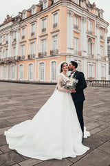 White Long Sleeves Wedding Dress Ball Gown On Sale-27dress