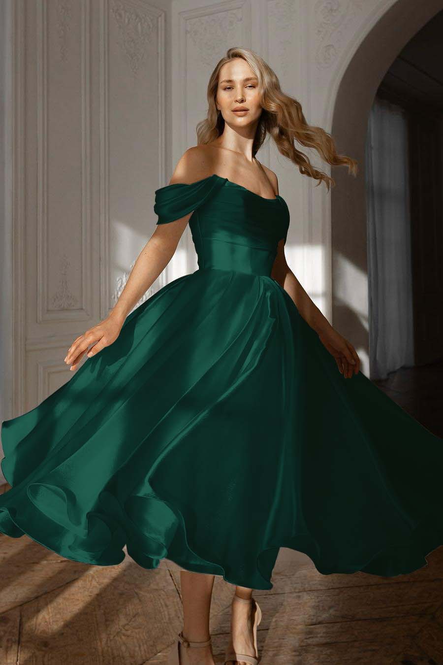 White Off the Shoulder Sleeveless Long Prom Dress With Pleated