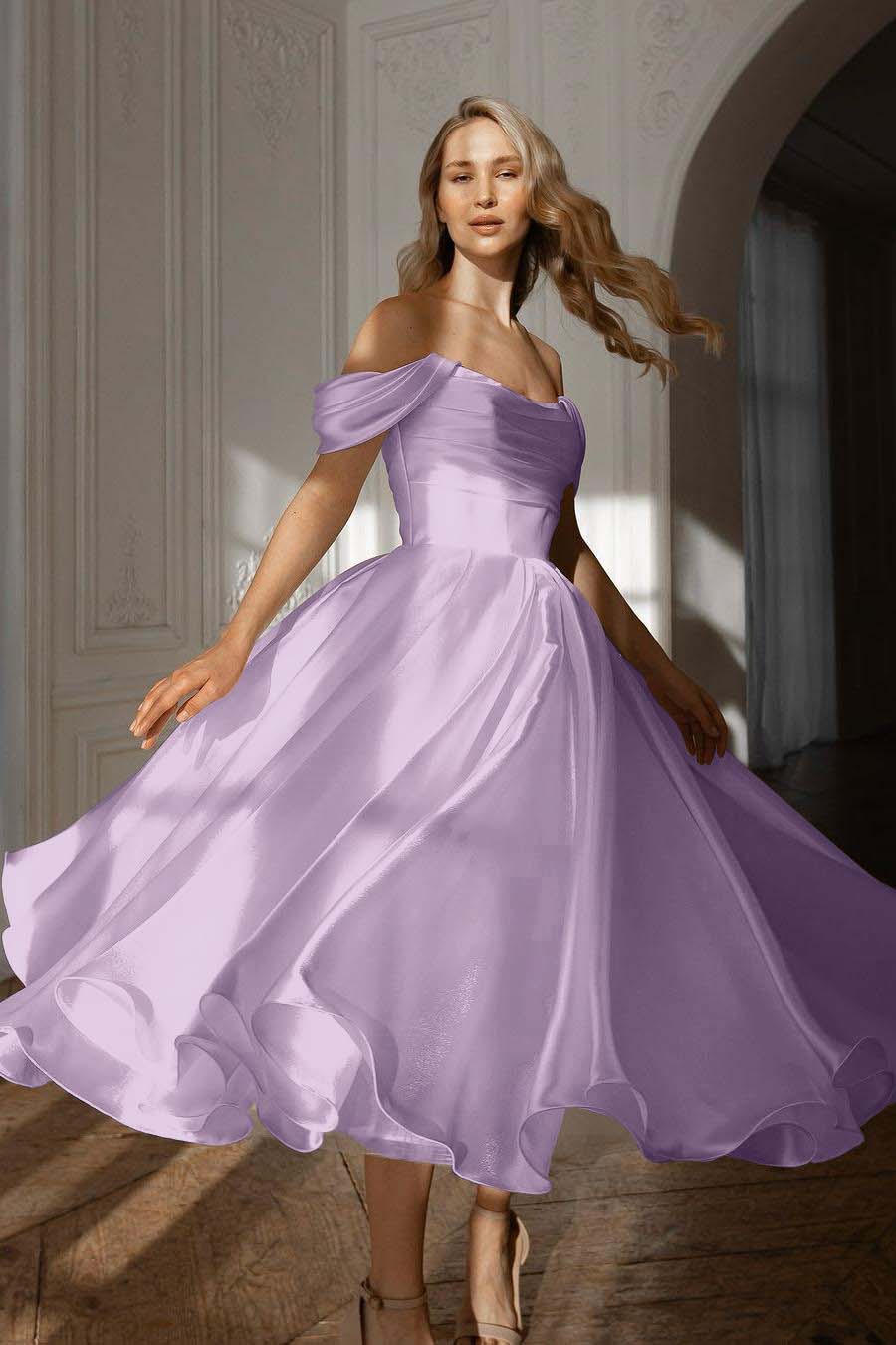 White Off the Shoulder Sleeveless Long Prom Dress With Pleated