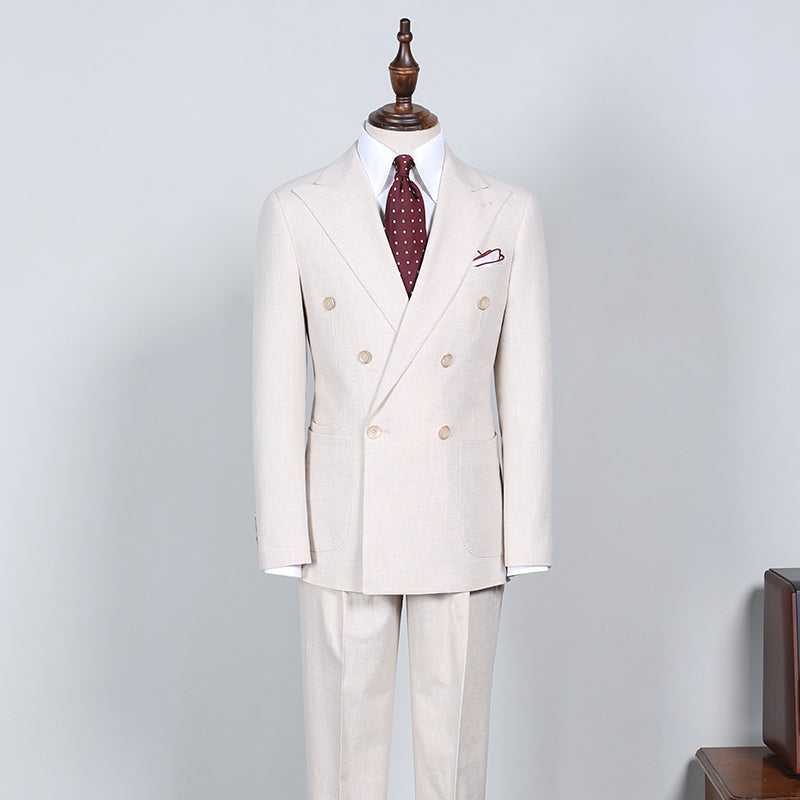 White Peaked Lapel Double Breasted Bespoke Business Suit