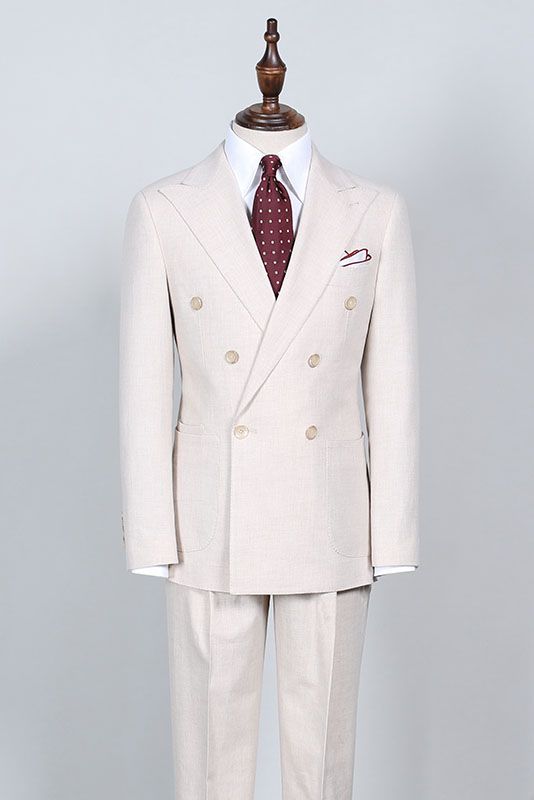 White Peaked Lapel Double Breasted Bespoke Business Suit