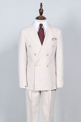 White Peaked Lapel Double Breasted Bespoke Business Suit
