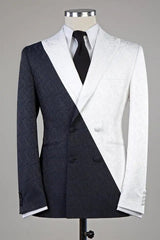 Peaked Lapel Double Breasted Jacquard White Prom Suits
