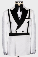 White Peaked Lapel Double Breasted Wedding Men Suits