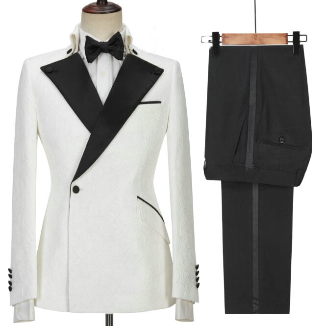 Peaked Lapel Two Pieces Bespoke White Prom Suits