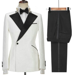 Peaked Lapel Two Pieces Bespoke White Prom Suits