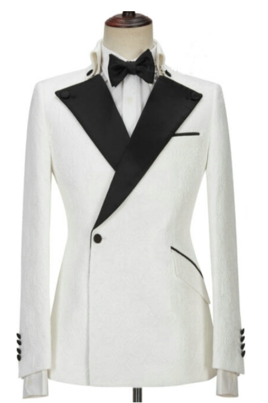 Peaked Lapel Two Pieces Bespoke White Prom Suits