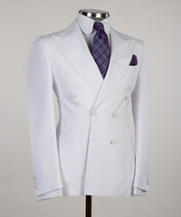 Peaked Lapel Two Pieces Close Fitting White Wedding Suits