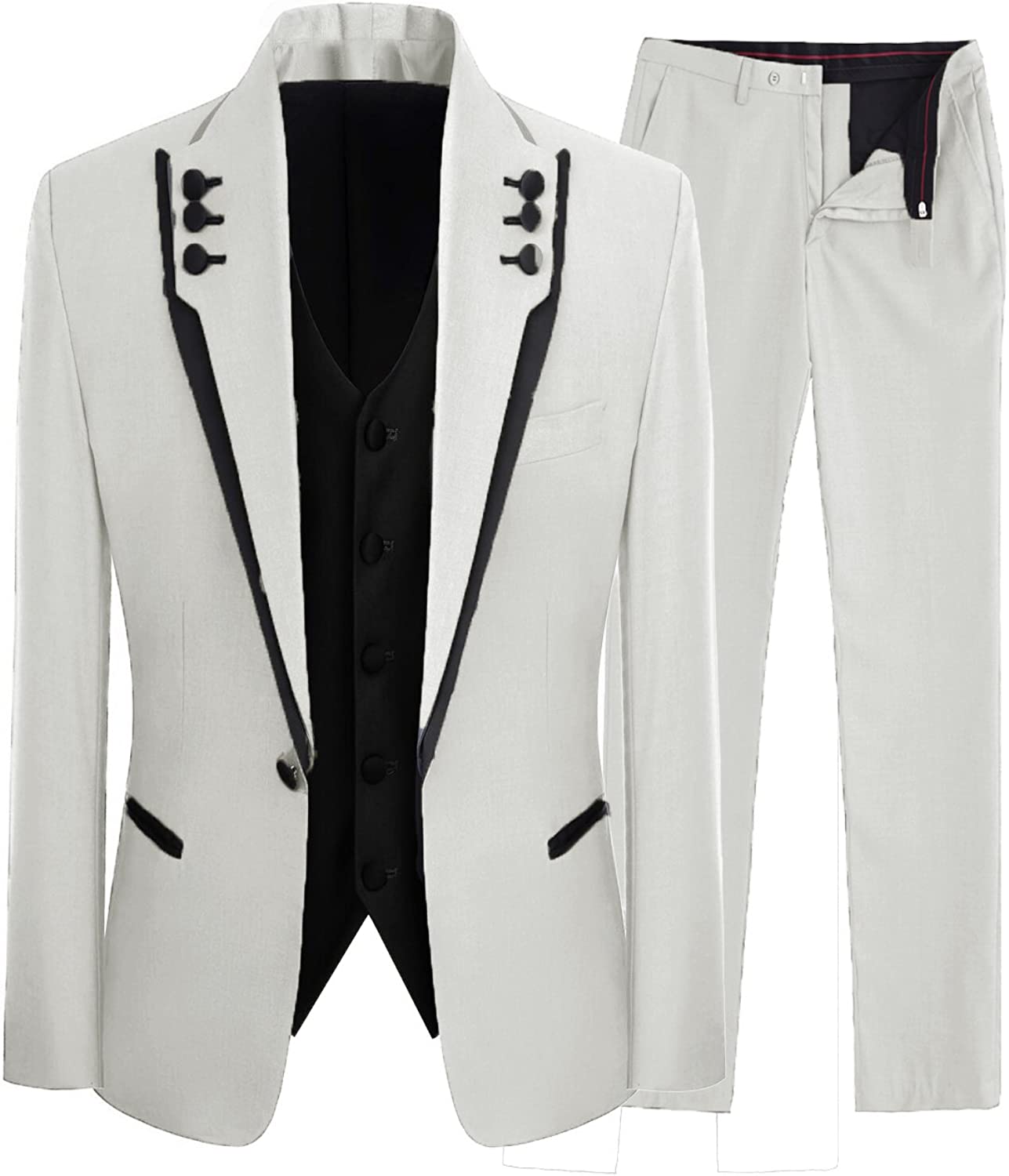 White Shawl Lapel Three Pieces Men Suits For Prom