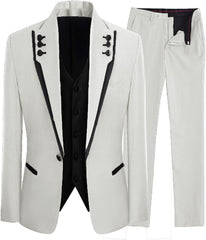 White Shawl Lapel Three Pieces Men Suits For Prom