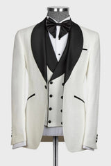 White Shawl Lapel Three Pieces Wedding Men Suits