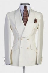 Shawl Lapel Two Pieces White Wedding Suits For Men
