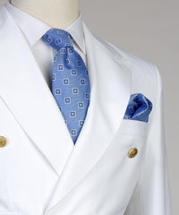 Two Pieces Double Breasted Close Fitting Bespoke Men White Prom Suits