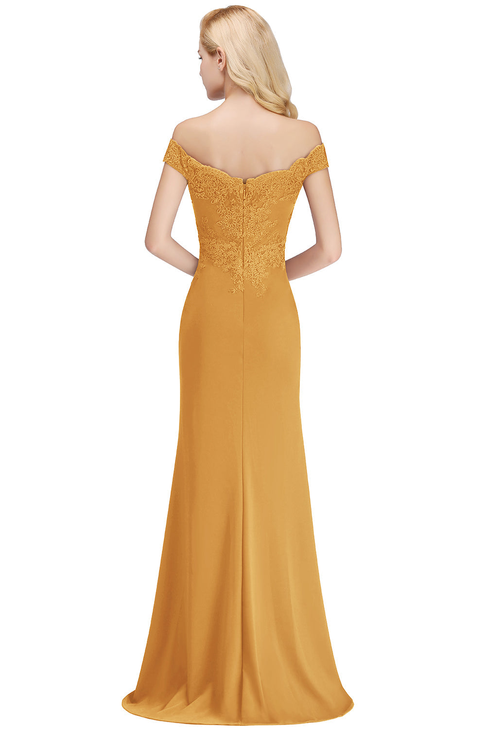 Long Off-the-shoulder Appliques Lace Mermaid Bridesmaid Dress