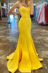 Yellow Sweetheart Mermaid Long Prom Dress
